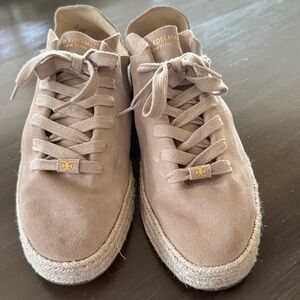 Sam Edelman Poppy Tan tennis shoes with Suede/jute Finish Size 10
